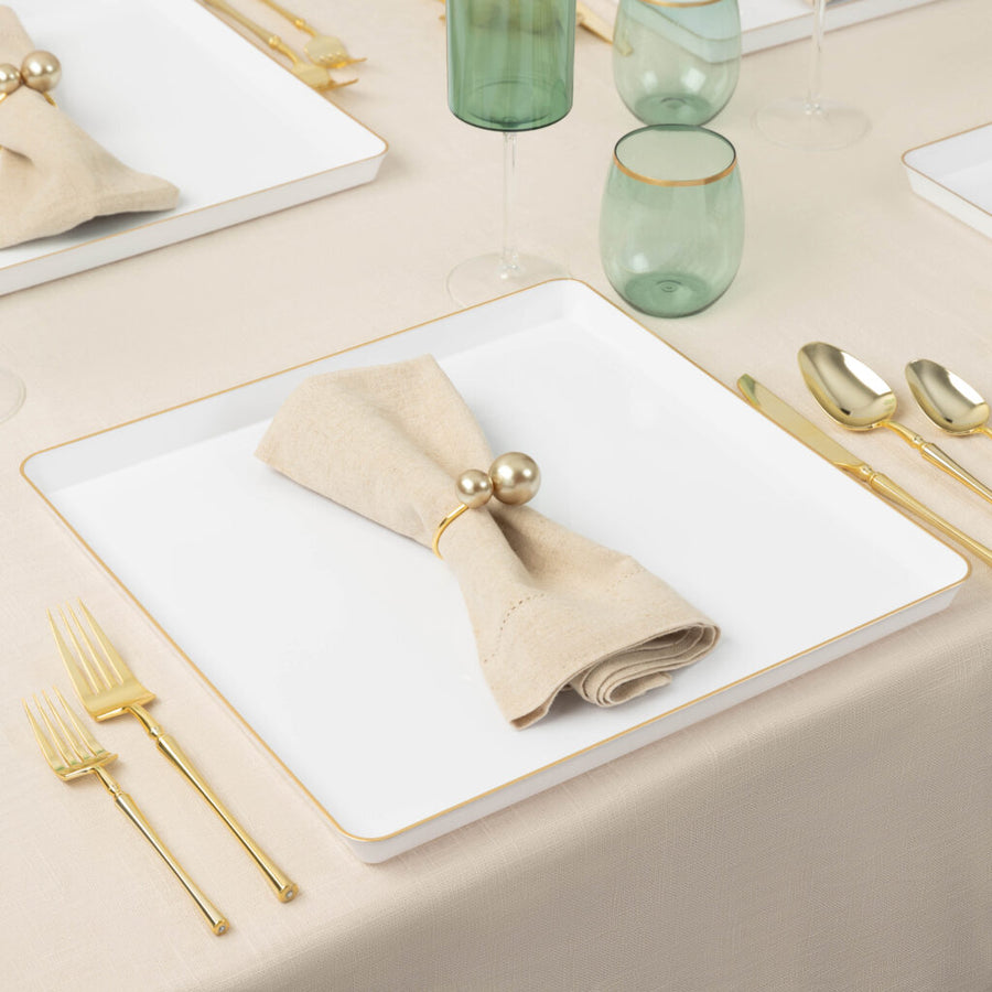 Square Chargers White/Gold Rim - 4 Count - The Closeout Connection