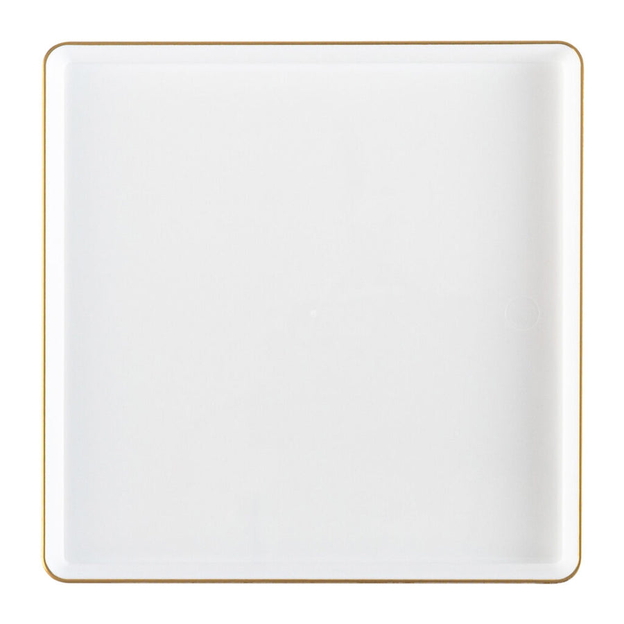 Square Chargers White/Gold Rim - 4 Count - The Closeout Connection