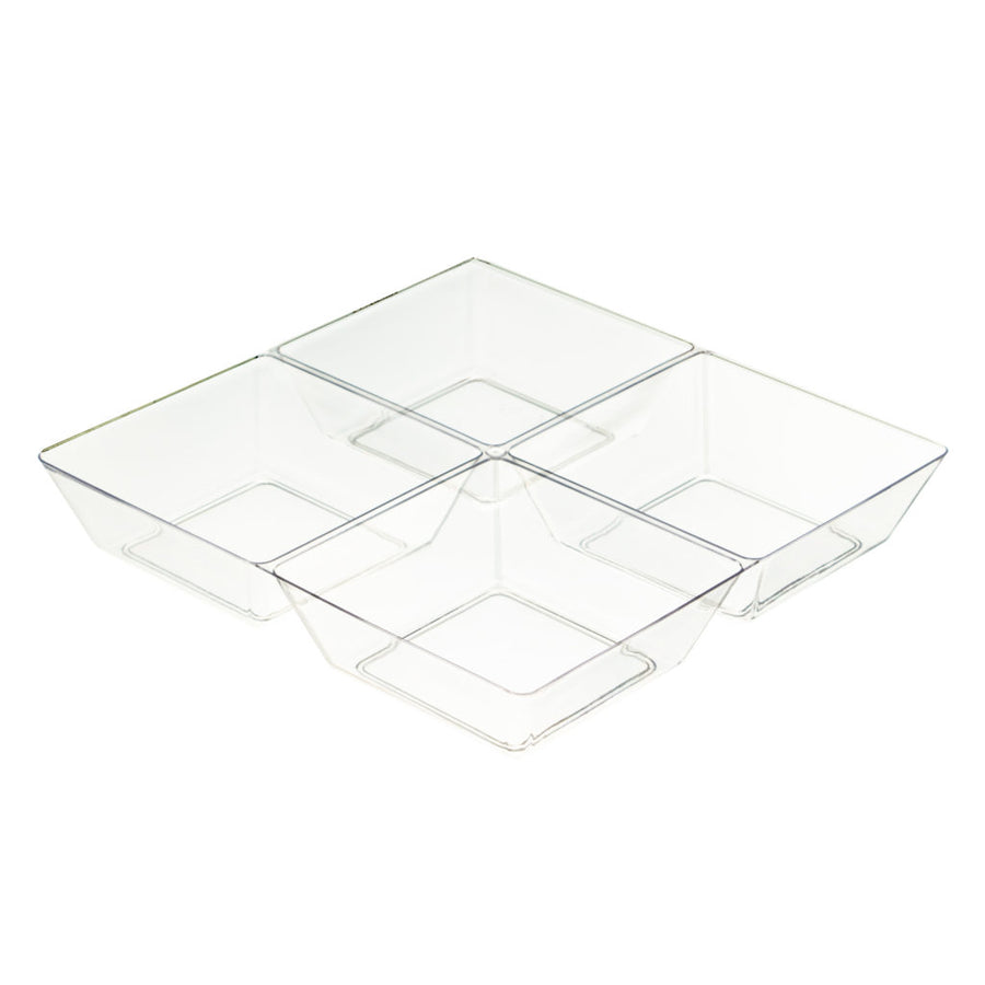 MiniWare Clear 4 Section Dish Square - The Closeout Connection