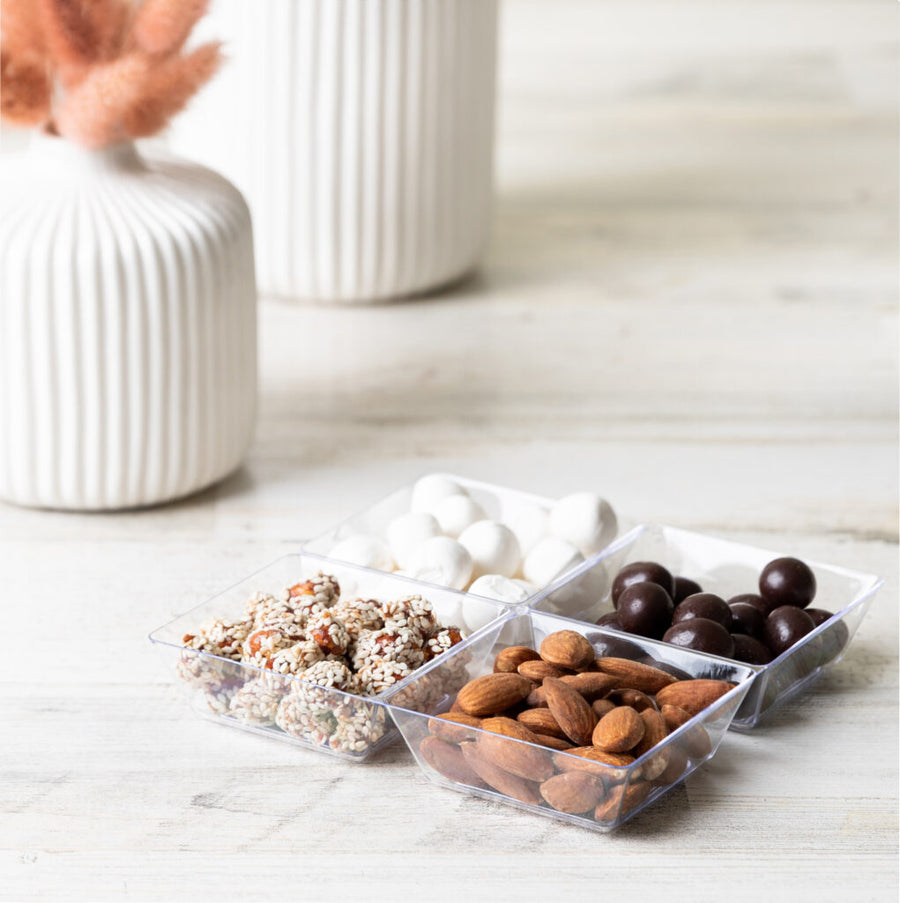 MiniWare Clear 4 Section Dish Square - The Closeout Connection