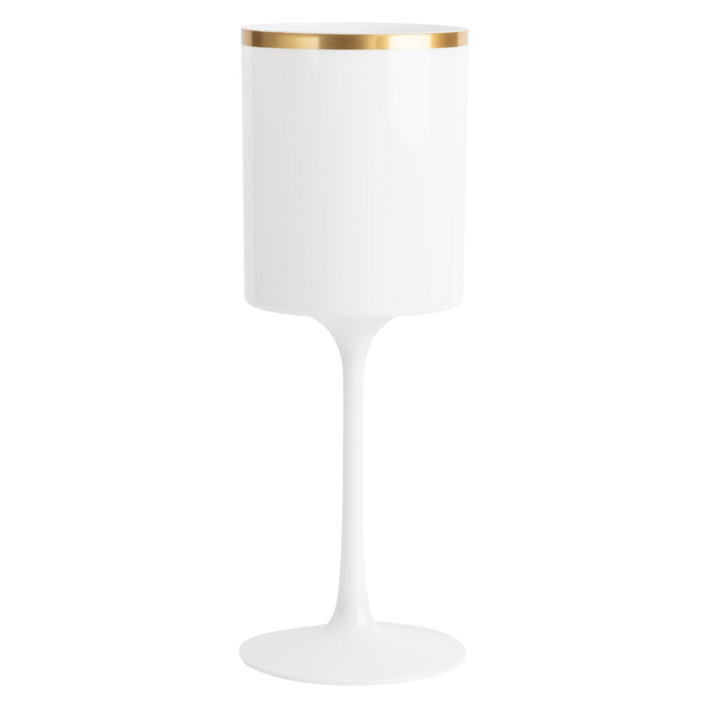 Square Wine Glass 14oz White/Gold Rim - 5 Count