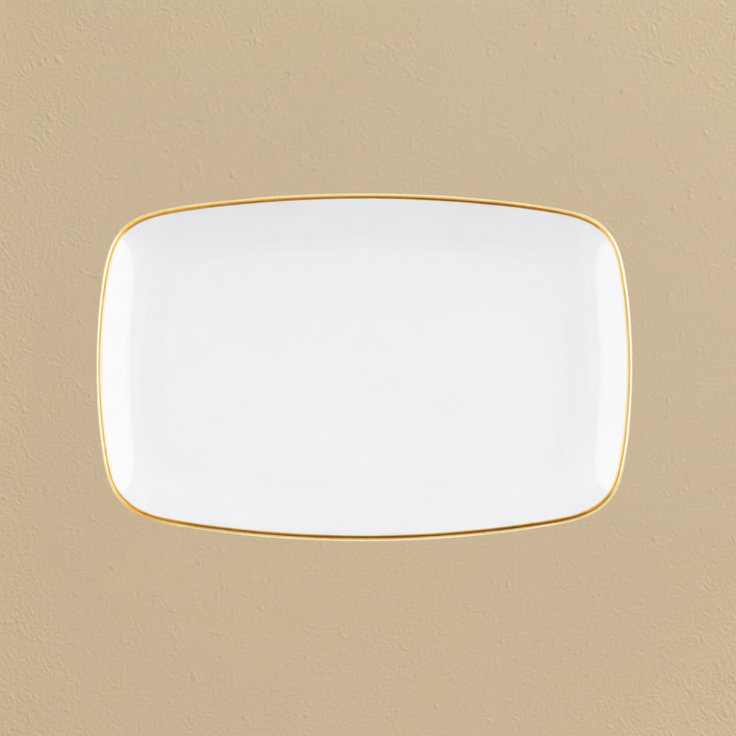 Organic Rectangle Tray White/Gold Rim 9.5" - 10 Count