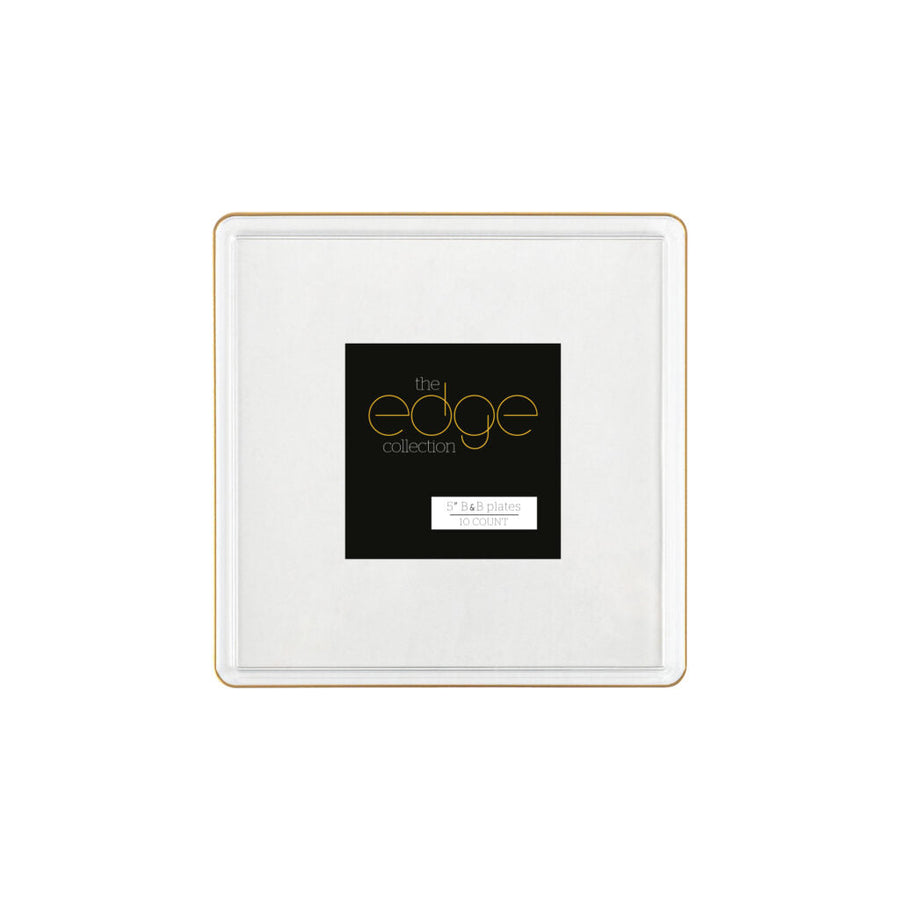 Edge Collection Square Plates Gold Rim - 10 Count - Clear