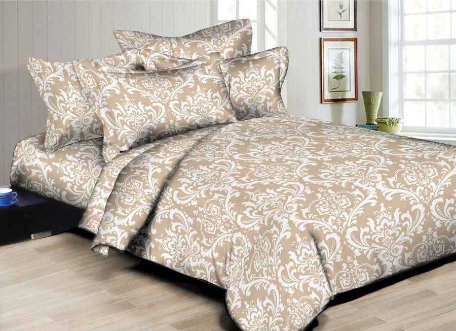 Deluxe Damask Taupe Duvet Cover Set - The Closeout Connection