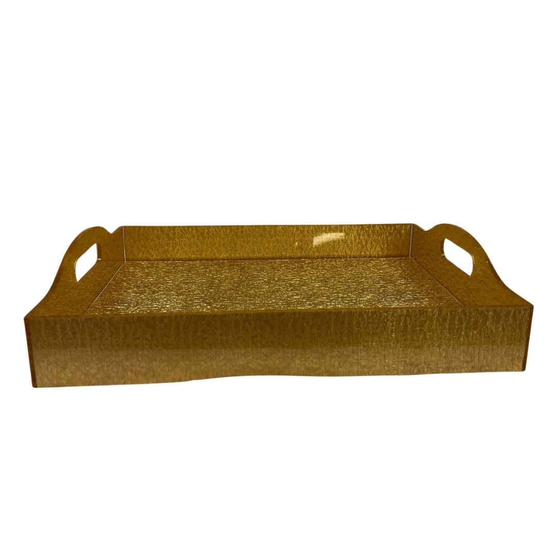 Gold Lucite Tray with Handles
