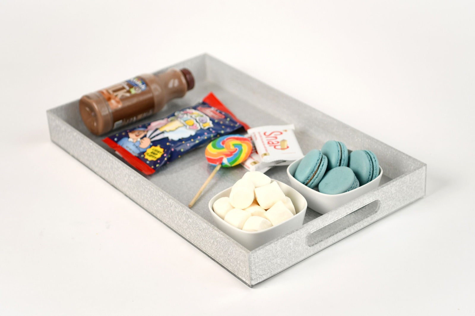 Large Silver Lucite Tray with Handles