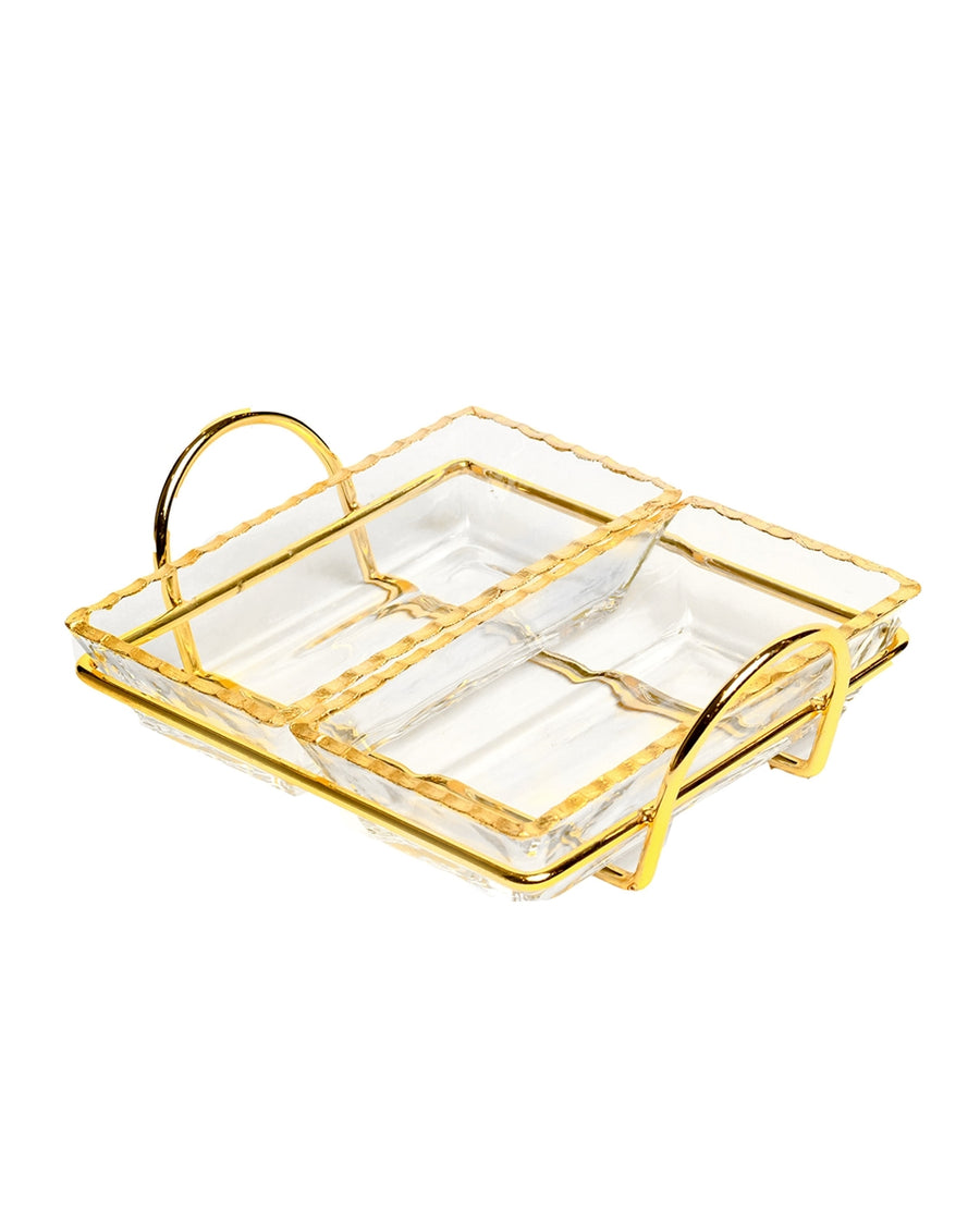 Monte Carlo Set of Two Trays with Gold Metal Stand 4oz - The Closeout Connection