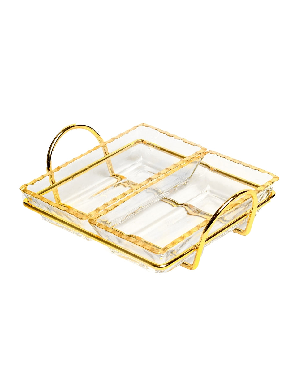 Monte Carlo Set of Two Trays with Gold Metal Stand 4oz