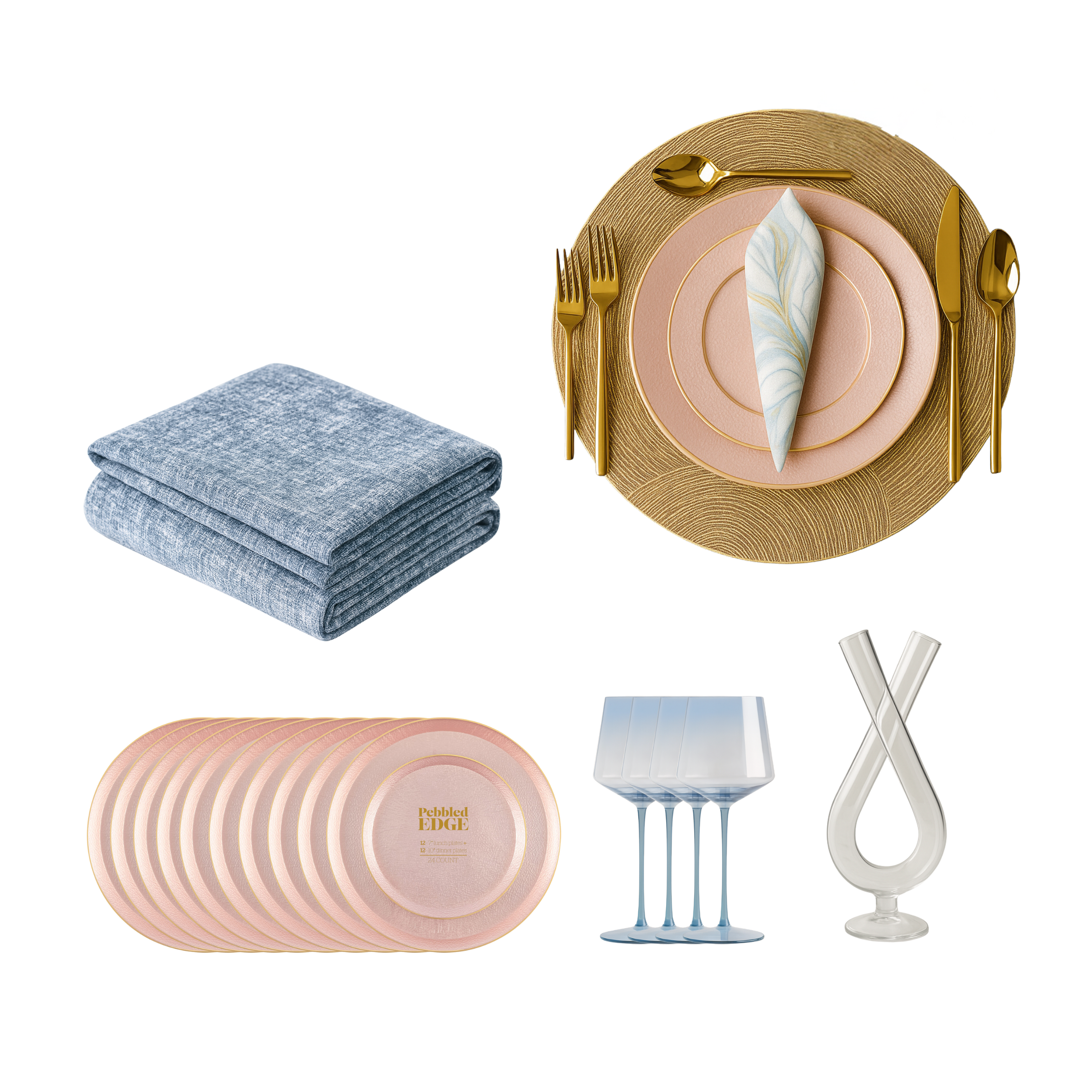 166 Piece Set - True Blu Scape 10 Guests