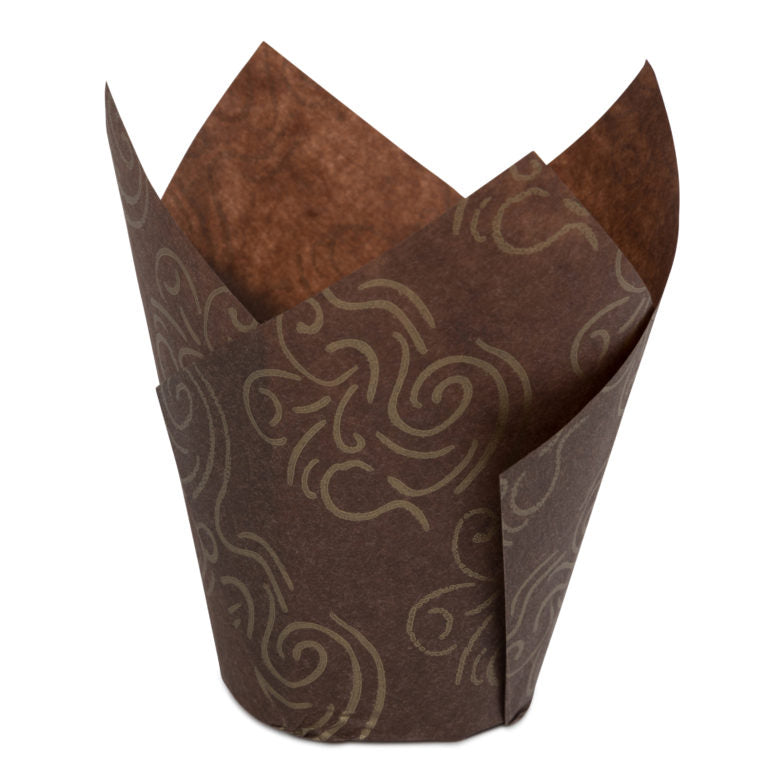 Tulip Baking Cups Brown/Gold Small - 30 Count - The Closeout Connection