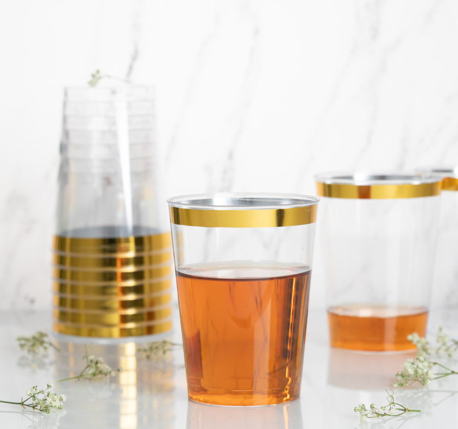Gold Rim Tumblers - 20 ct - The Closeout Connection