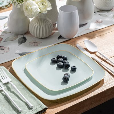 Turquoise/Gold Square Salad Plate - 10 Count