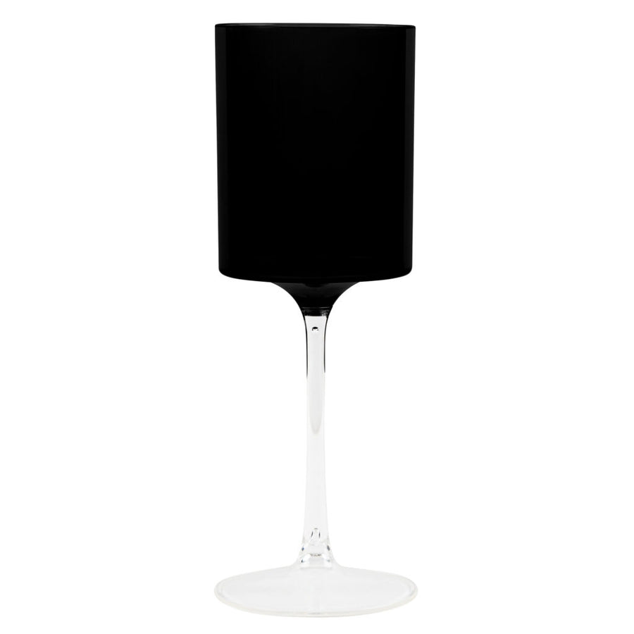 14oz Two-Tone Wine Glass in Black & Clear- 5 Count - The Closeout Connection