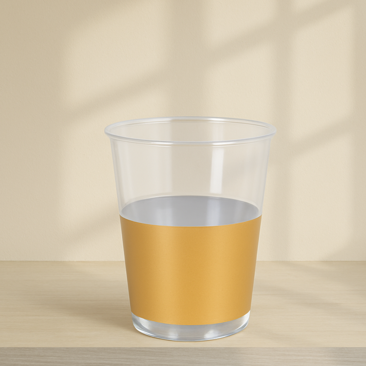 12oz Round Plastic Clear with Gold Band Tumblers