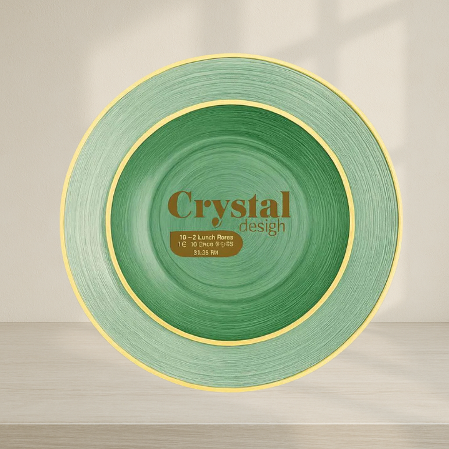 Crystal Design Green Transparent with Gold Rim - 10 Count