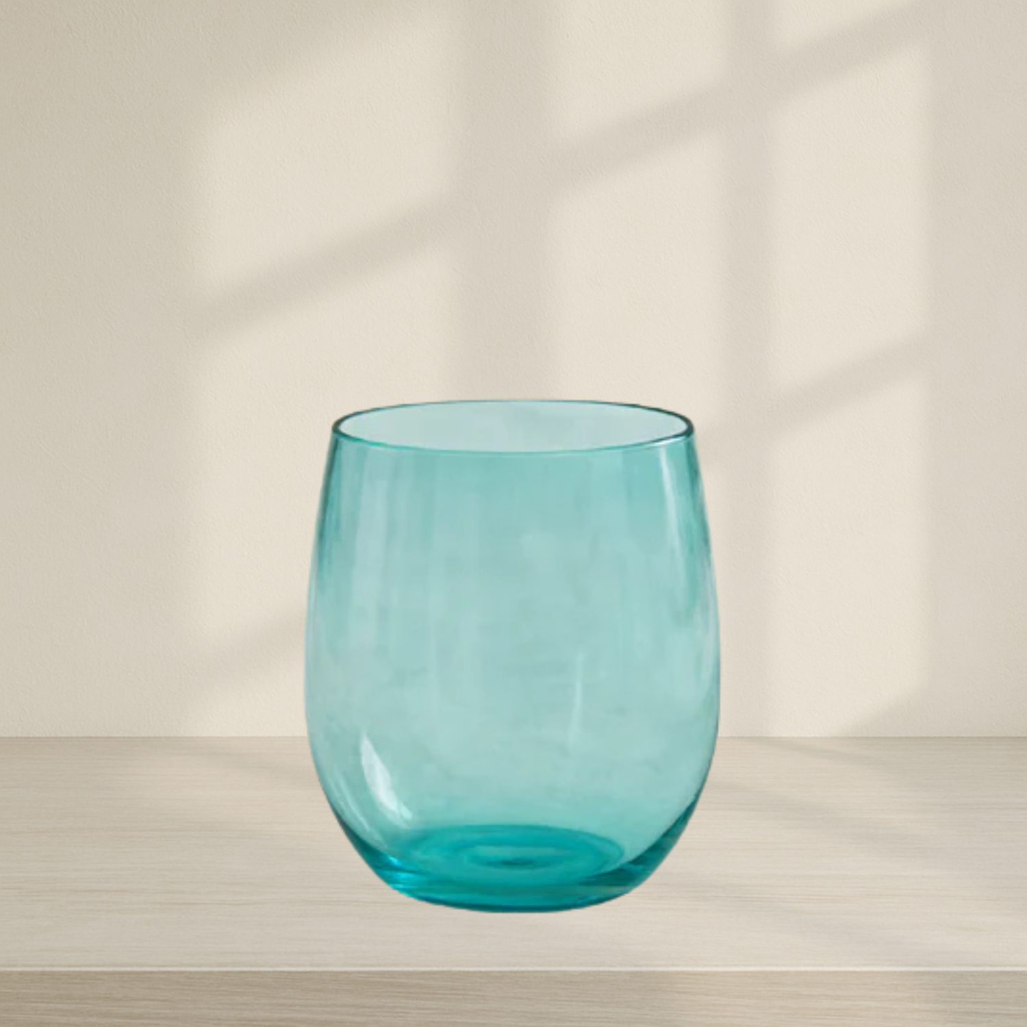 Stemless Goblets 12 oz Aqua Transparent - 6 Count