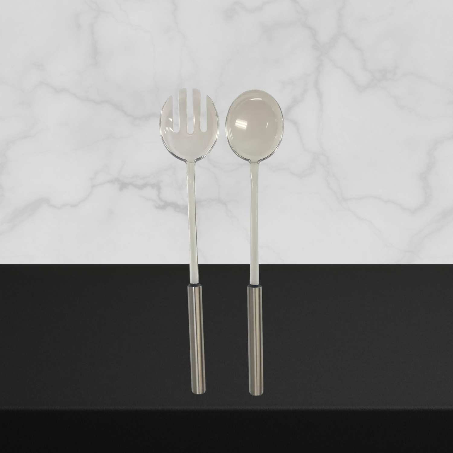 Lucite Clear/Silver Serving Set