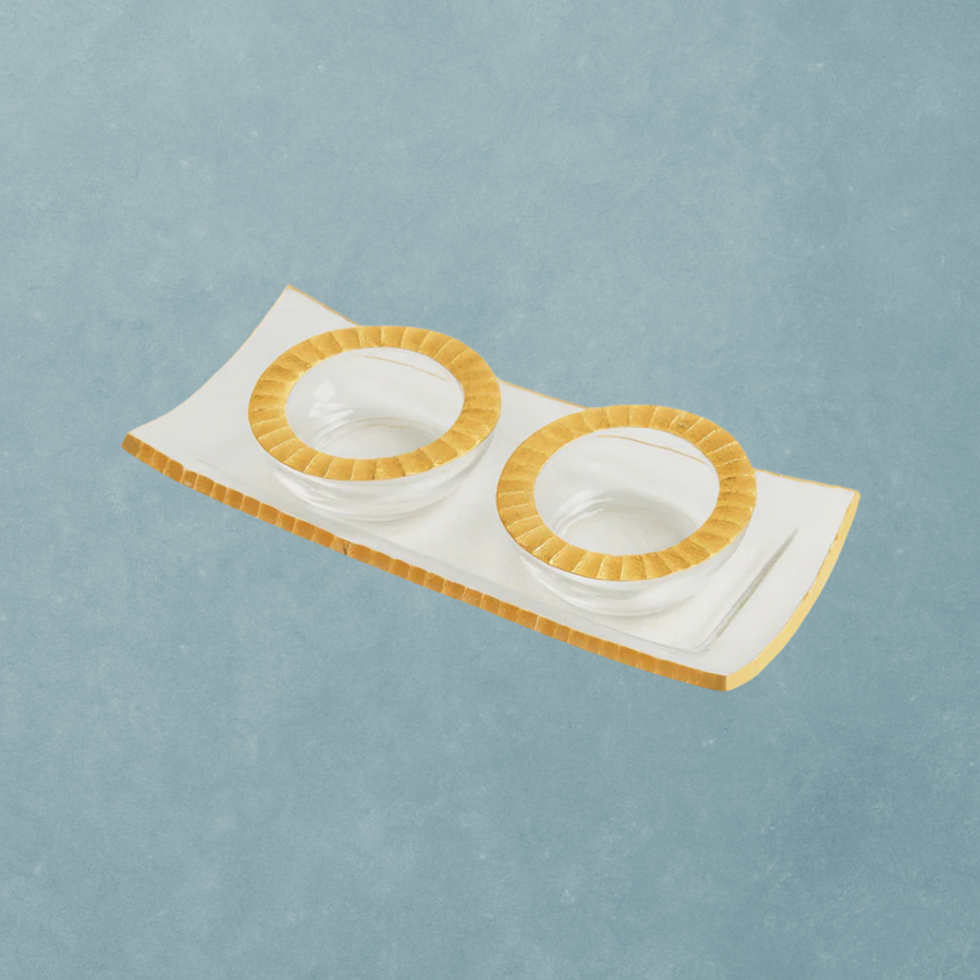 Monte Carlo Clear Glass Tray & 2 Clear Glass Bowls - The Closeout Connection