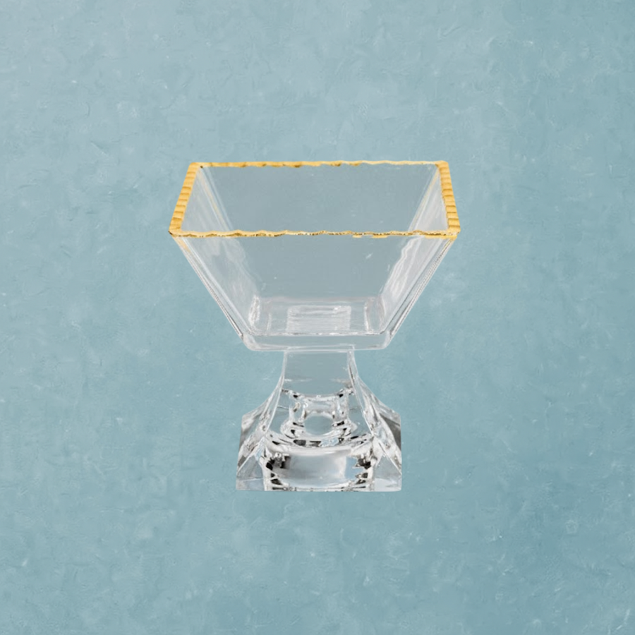 Monte Carlo Square Gold Rimmed Pedestal Dessert Cups - 6oz - The Closeout Connection