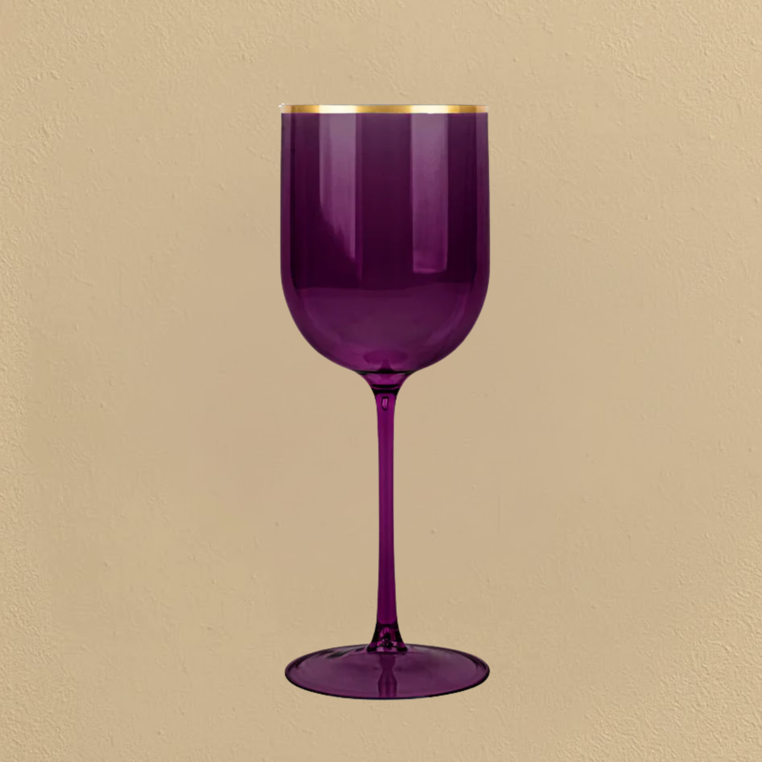 Wine Glasses Purple Gold Rim - 5 Count