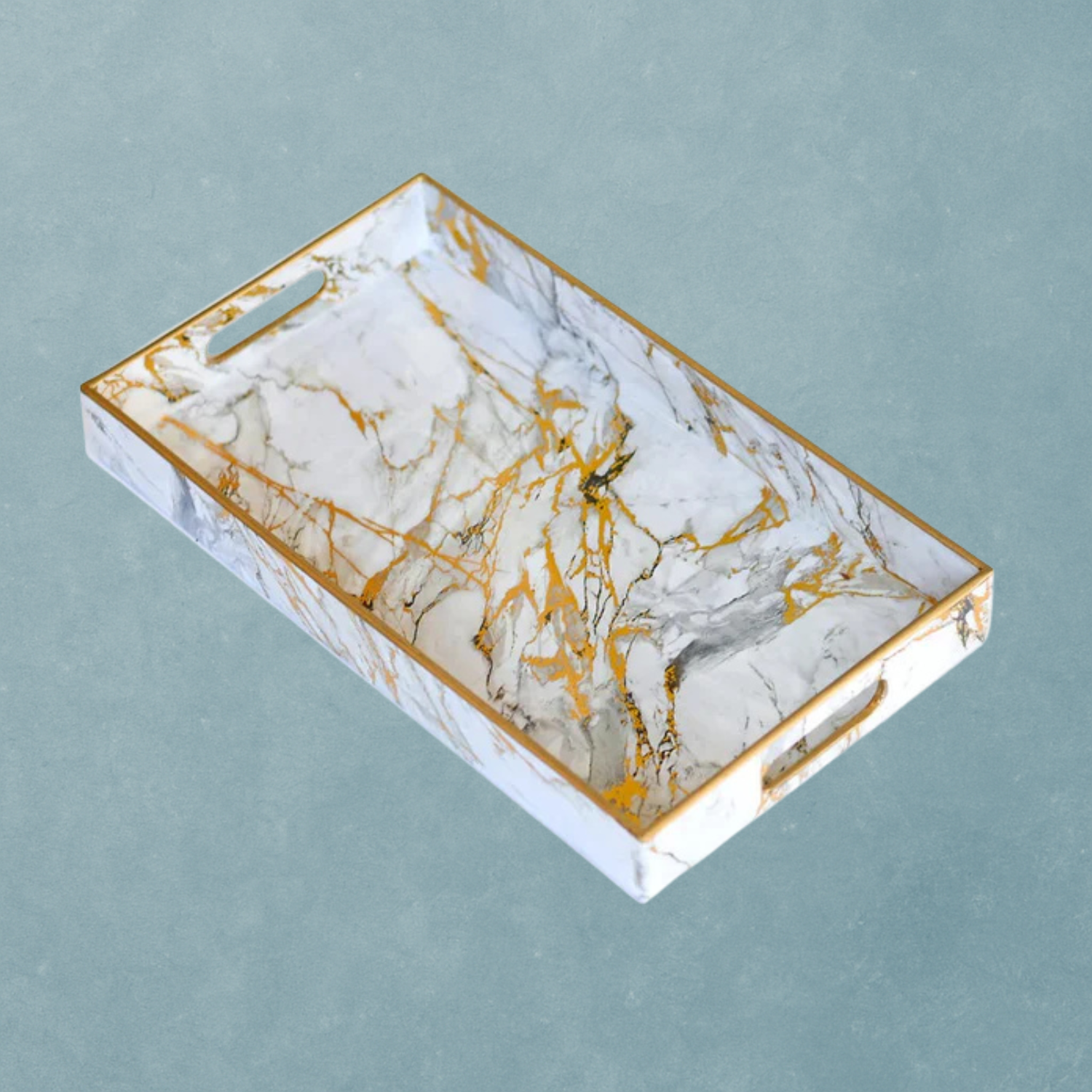 White and Gold Marble Design Tray #3