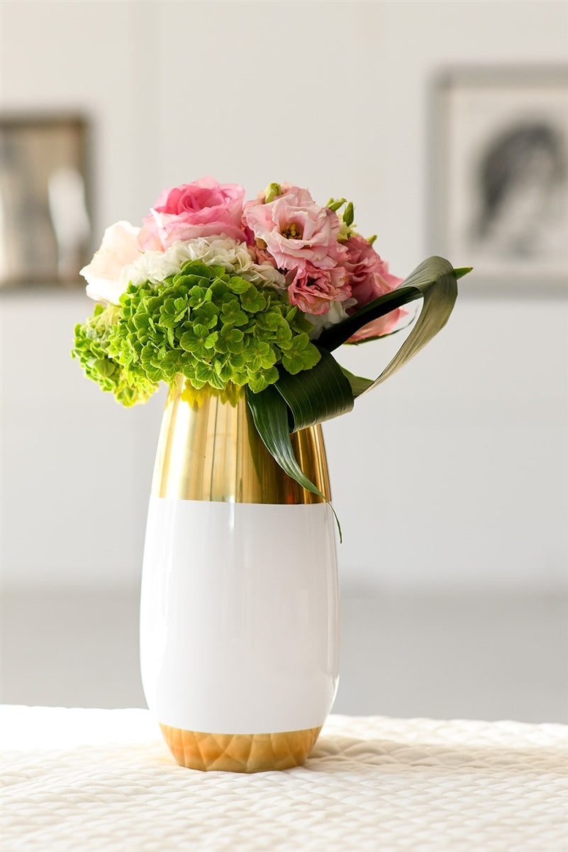 White and Gold Glass Vase - The Closeout Connection