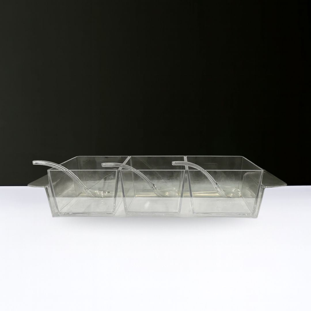 Lucite Clear 3 Section Spoon Tray