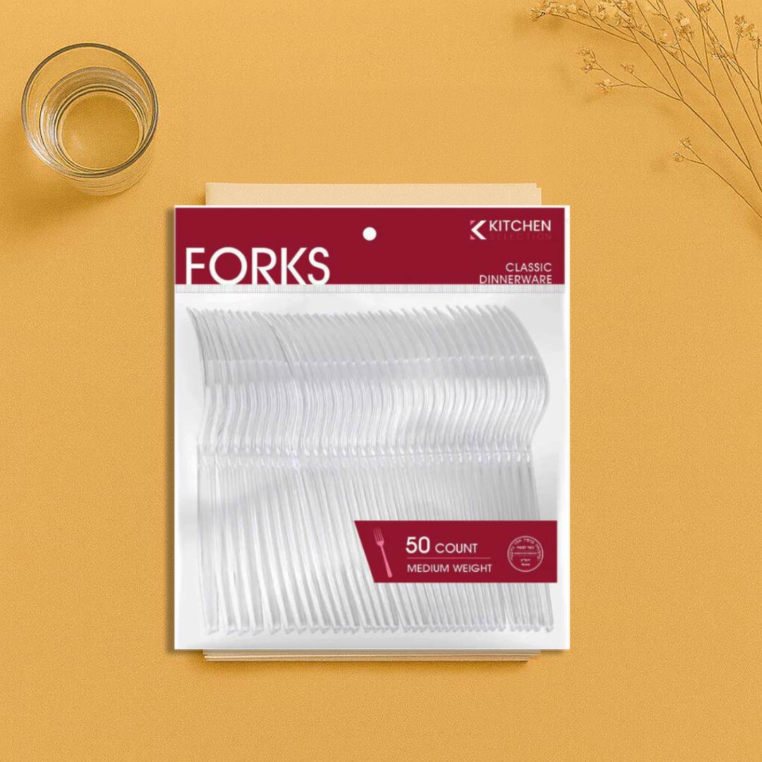 Medium Weight Clear Forks- 50 Count