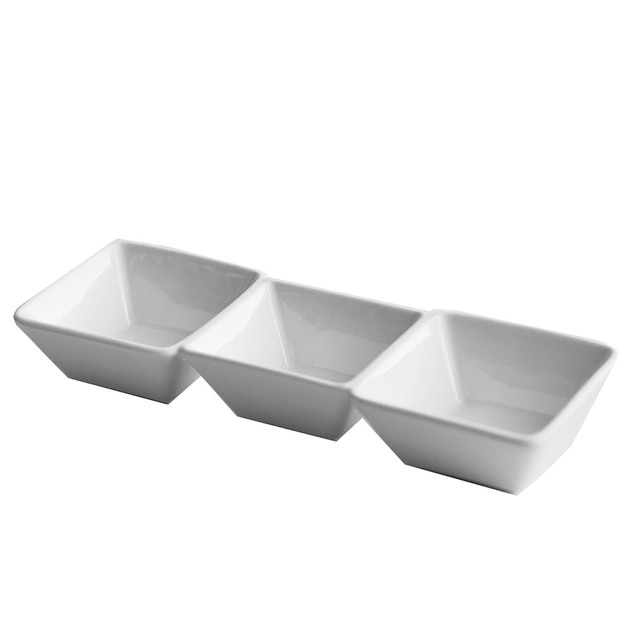 White 3 Section Ceramic Dish - The Closeout Connection