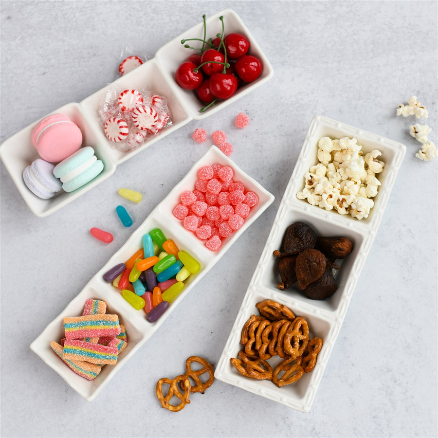 White 3 Section Ceramic Dish - The Closeout Connection