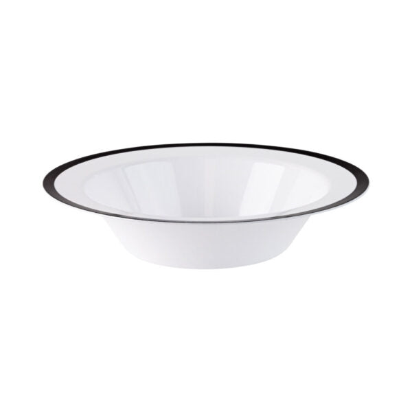 Soup Bowls White Black Rim- 10 Count
