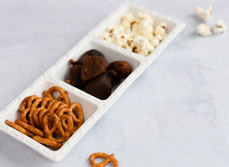 White Three Compartment Ceramic Platter - The Closeout Connection