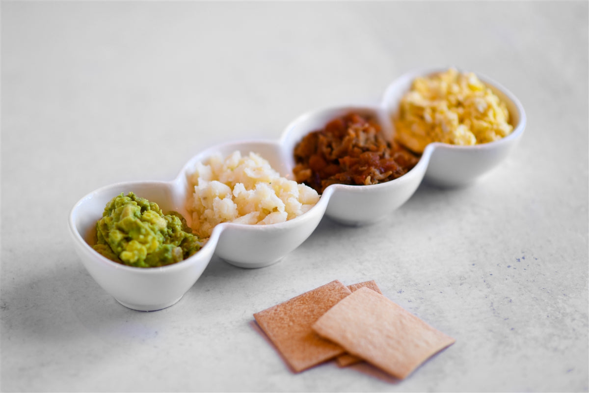 White 4 Round Section Ceramic Dish