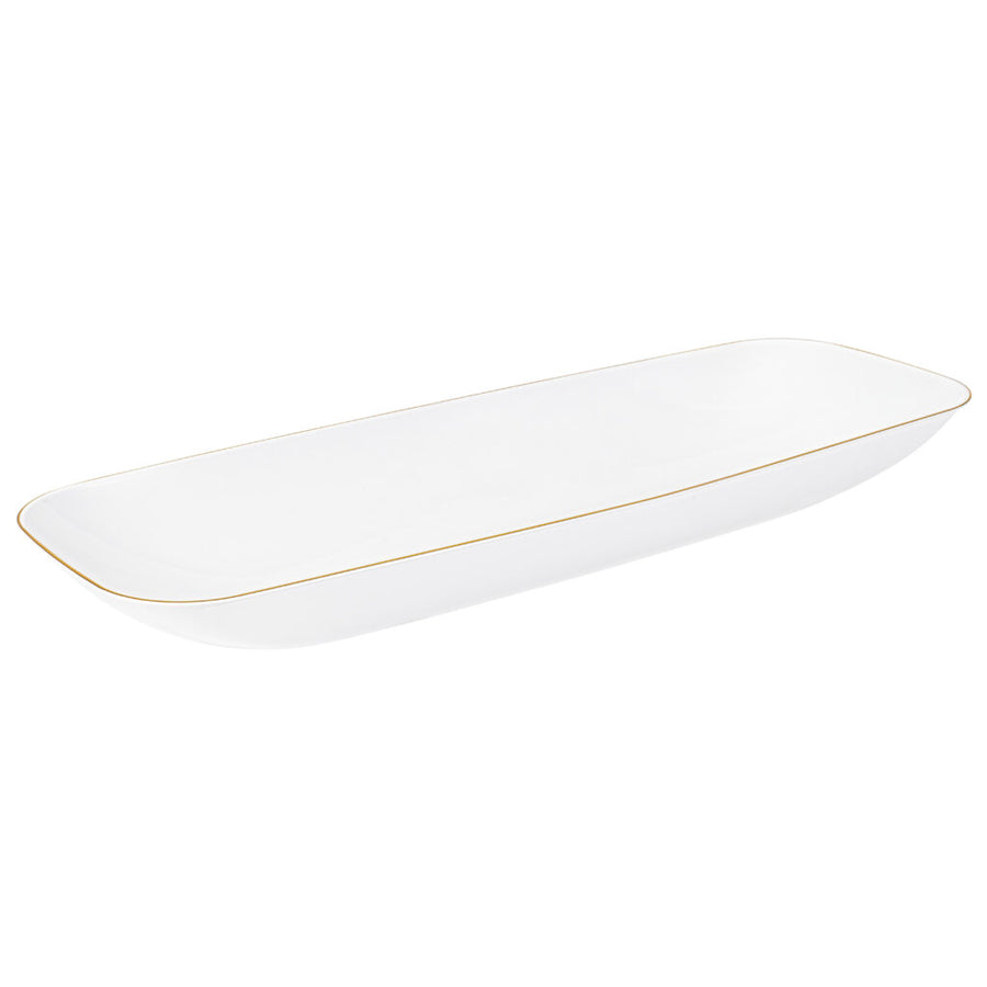 76 oz Organic Salad Bowl Rectangle with Gold Rim - The Closeout Connection