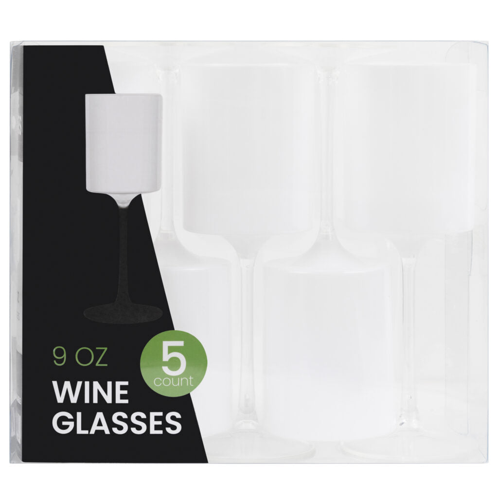 Two Tone Wine Glass White/Clear - 5 Count