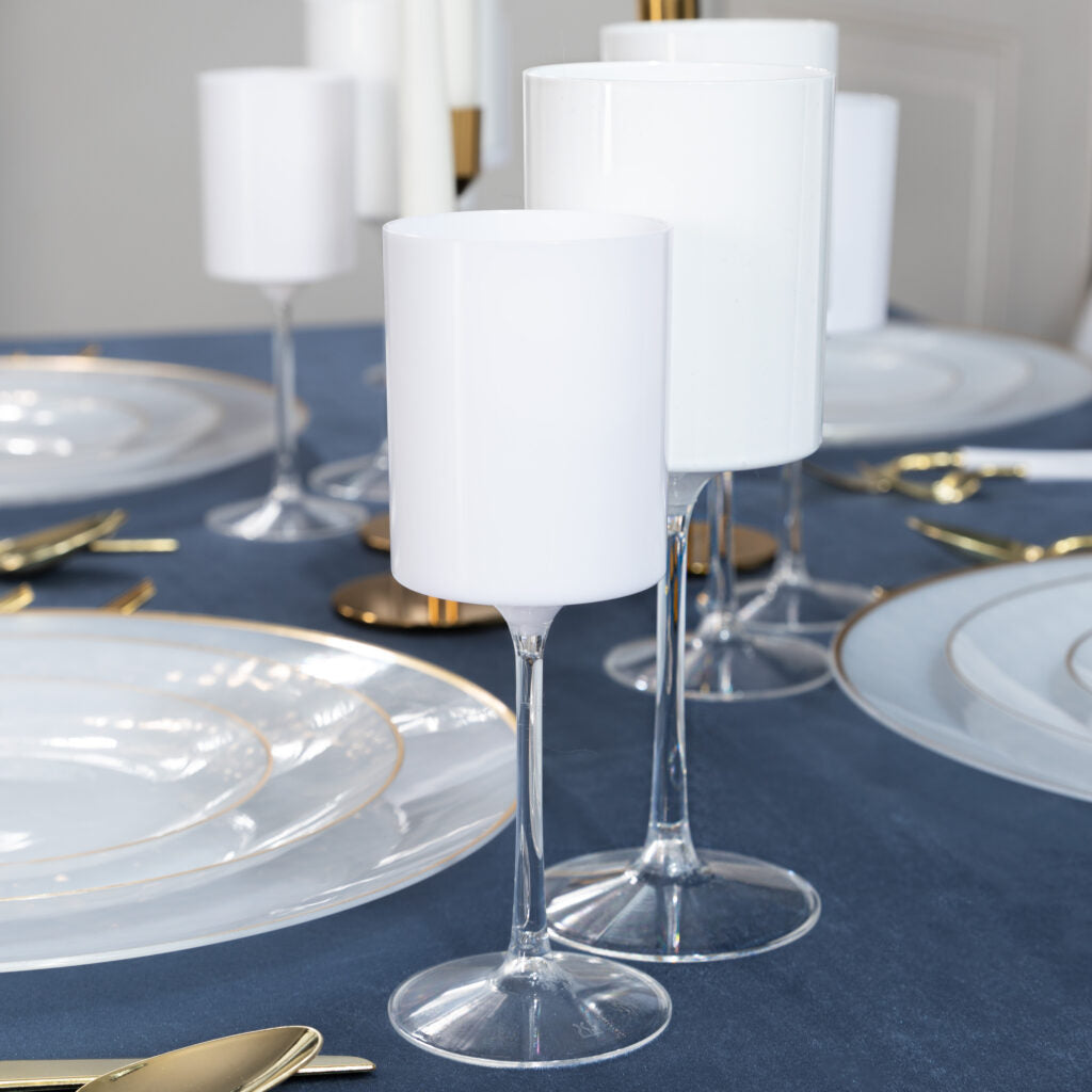 Two Tone Wine Glass White/Clear - 5 Count