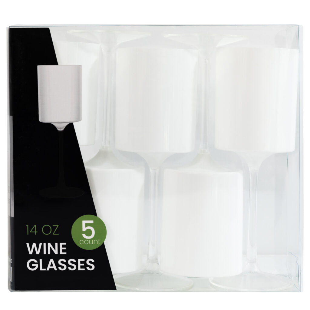 Two Tone Wine Glass White/Clear - 5 Count