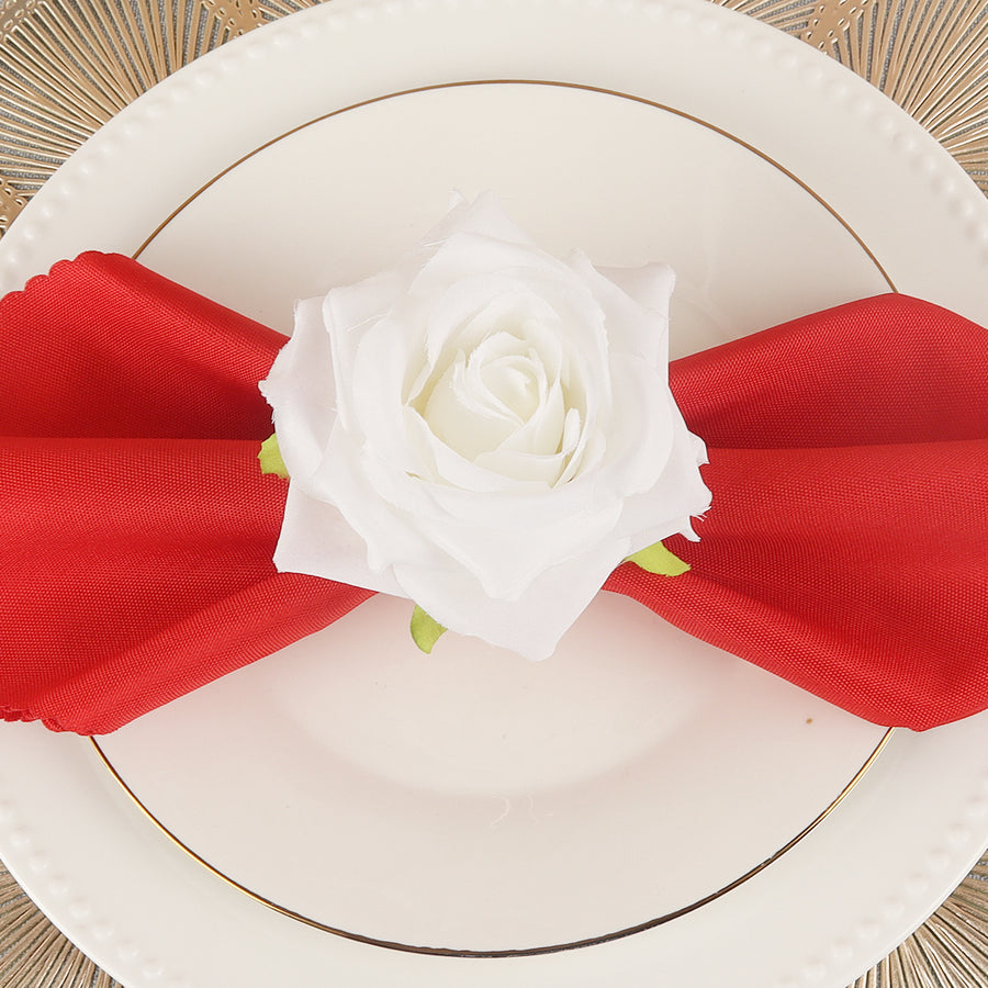 White Flower Napkin Rings – Set of 4 - The Closeout Connection