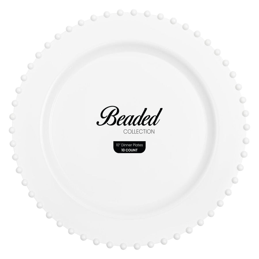 Beaded Collection White 10" Dinner Plates