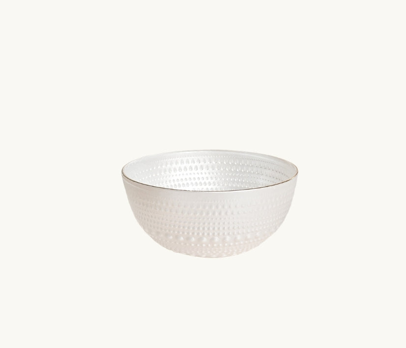 White Pearlized Beaded Glass Dinnerware Collection