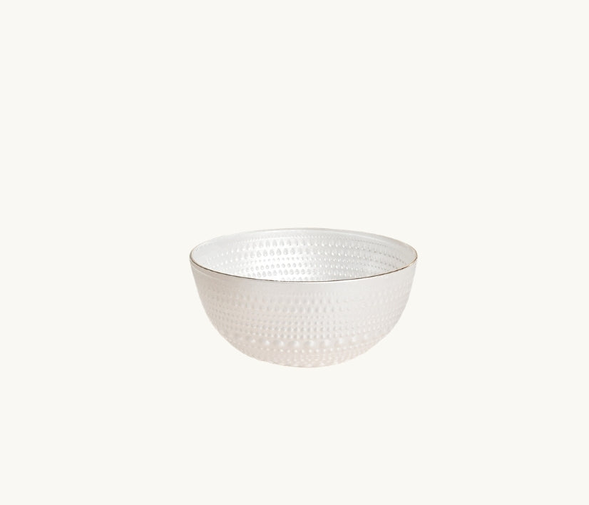White Pearlized Beaded Glass Dinnerware Collection