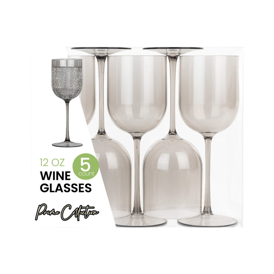 Wine Goblets Smokey Grey - 5 Count - The Closeout Connection