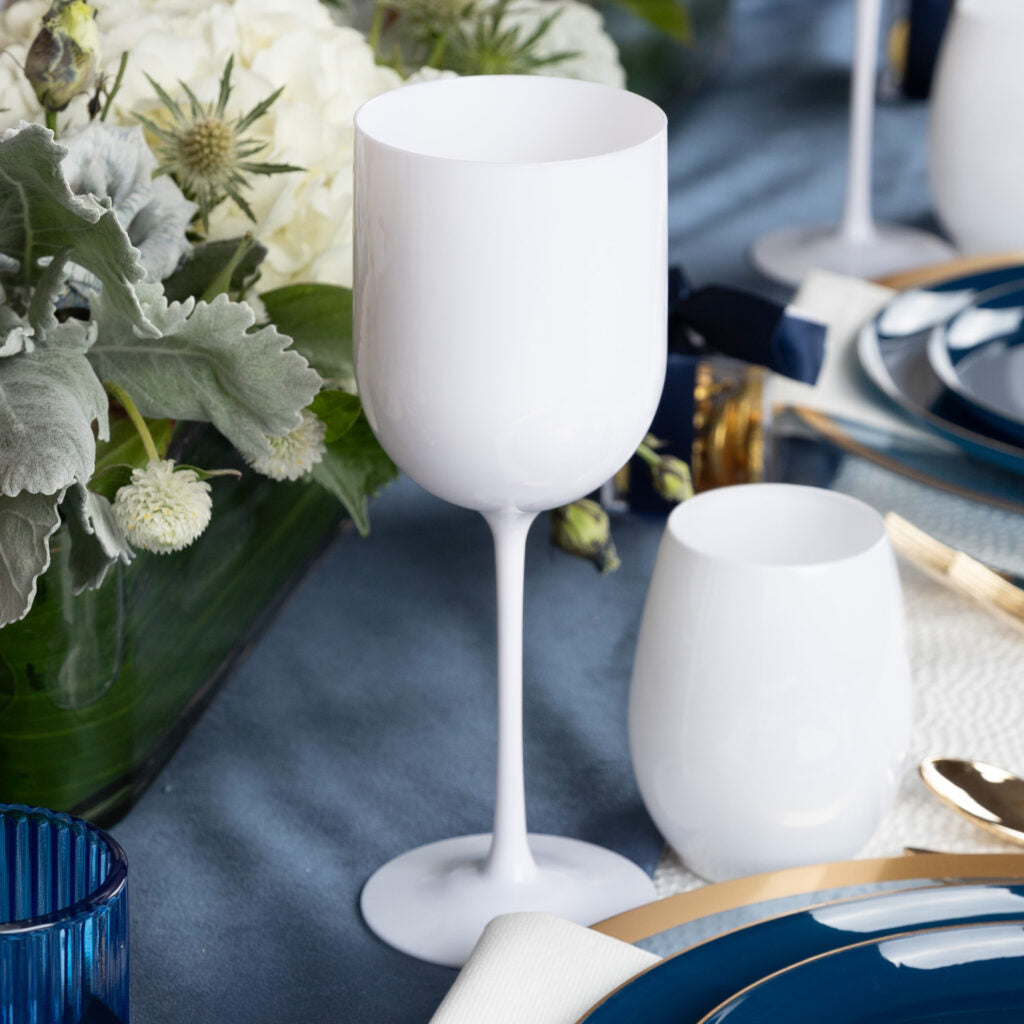 White Round Wine Goblets - 5 Count - The Closeout Connection