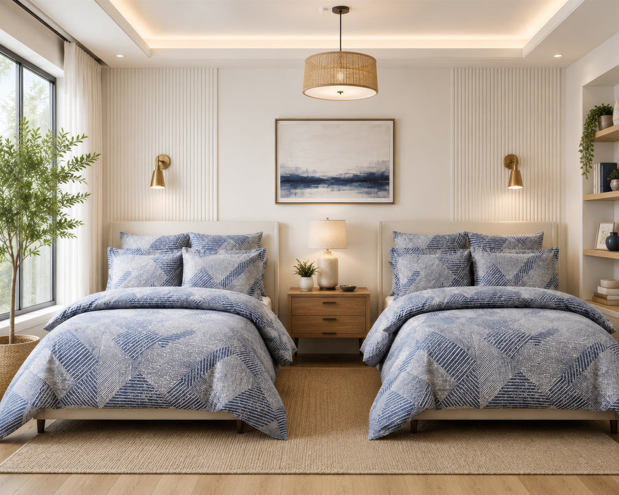 Luxe Aberdeen Blue Bedding Set - twin beds