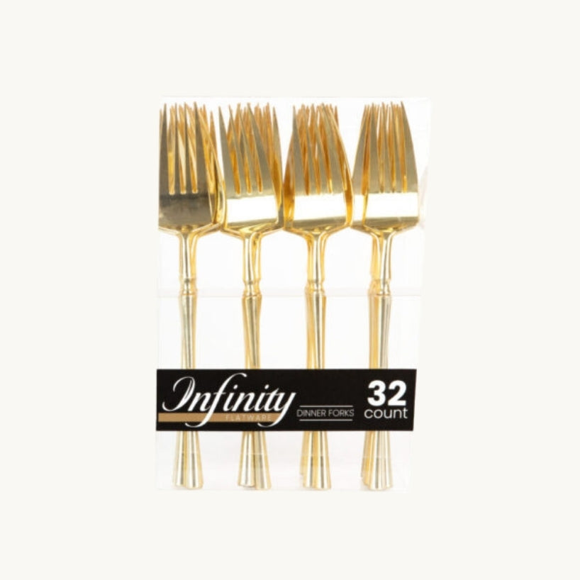 Infinity Flatware Gold Dinner Forks - 32 Count