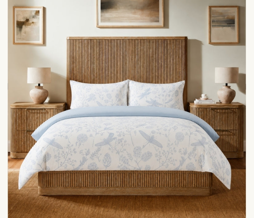 Luxe Dragonfly Garden Blue Bedding Set - 6 Piece