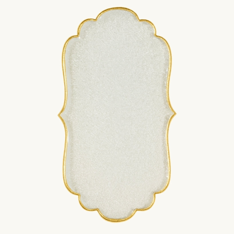Decorative Clear Glass Tray with Gold Rim