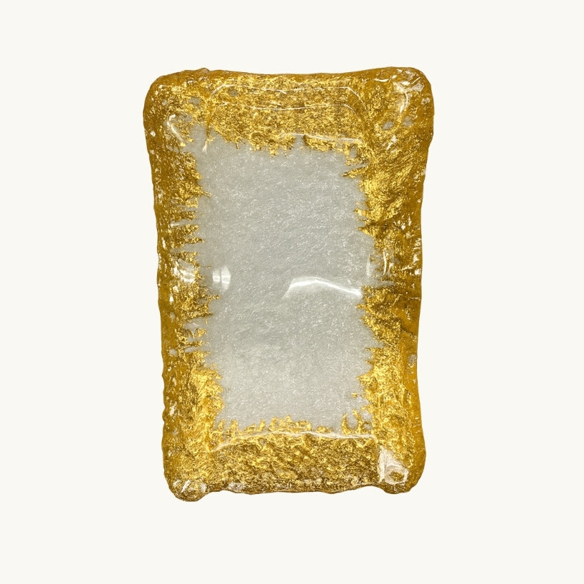 Rectangular Glass Tray with Gold Foil Rim