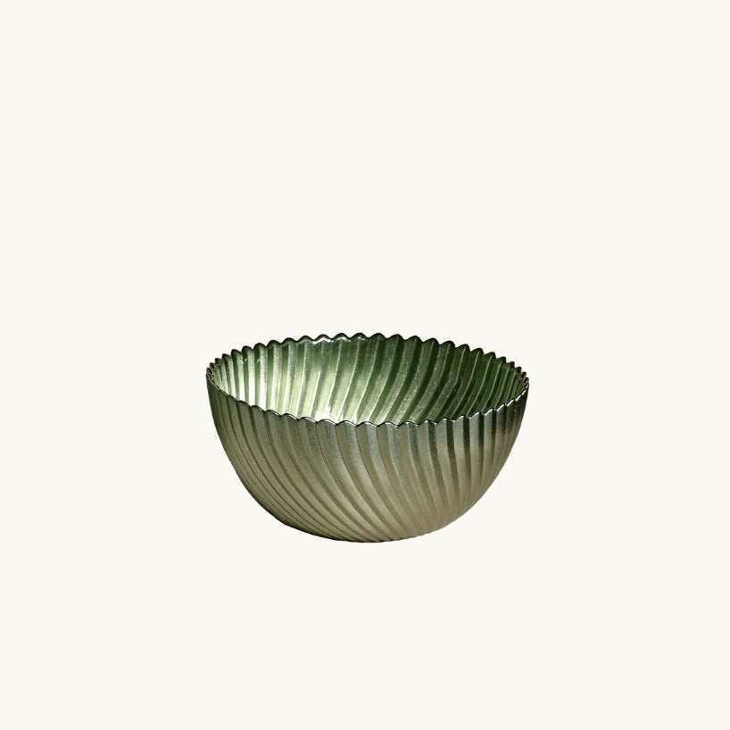 Olive Green Ribbed Glass Dinnerware Collection