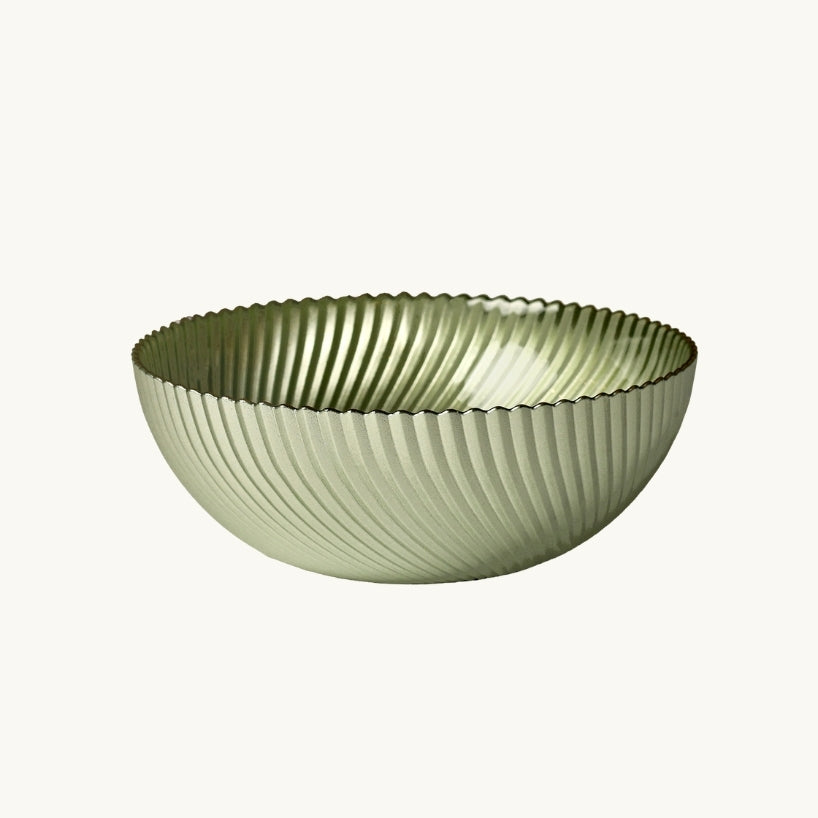 Olive Green Ribbed Glass Dinnerware Collection